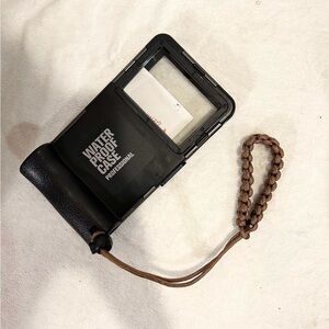Black Waterproof Phone Case with Brown Strap